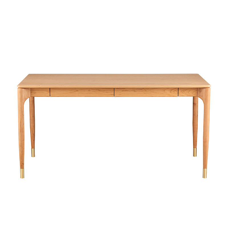 卧室电脑桌黑胡桃木书桌办公桌全实木现代简约轻奢家用学习桌北欧