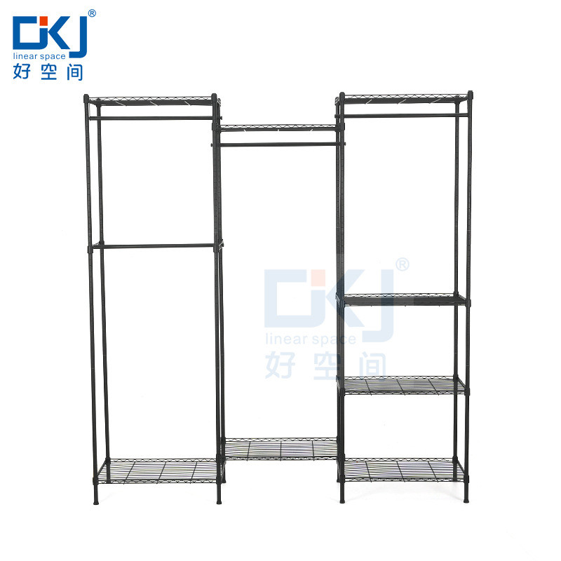 服装式多功能三列衣橱架落地卧室衣柜服装店挂衣架置地收纳架批发