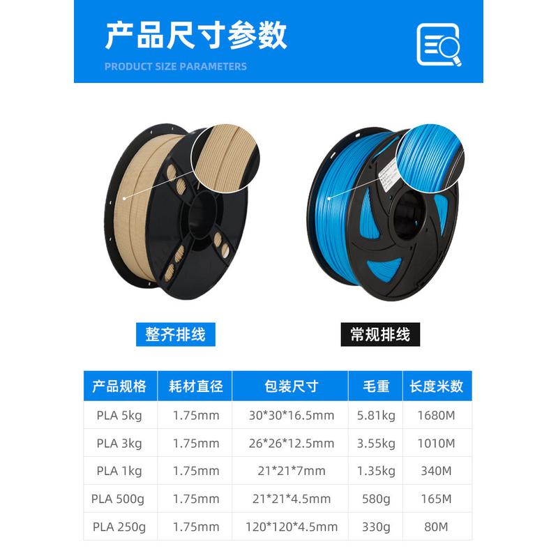 3d 打印机耗材1kg包装公斤出口纯英文一pla源头工厂
