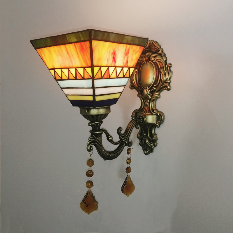 欧式壁灯镜前灯床头灯卧室仿古壁灯美式创意过道单头蒂凡尼地中海