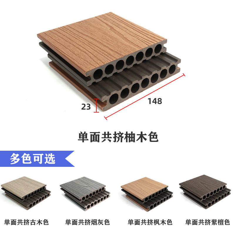 双面共挤塑木地板室外运动场走廊塑木板防霉花园庭院户外木塑地板