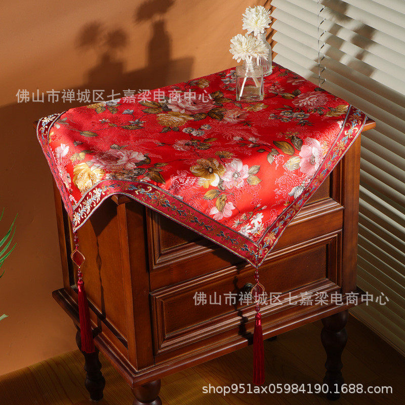 中美式床头柜桌垫实木布防尘盖布保护垫结婚装饰喜庆防尘盖布批发