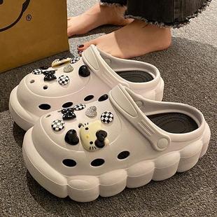 25新款 女 可爱kt猫EVA厚底增高洞洞鞋 ins潮外穿沙滩防滑不臭包头鞋