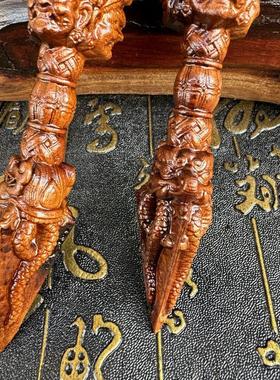 天然雷金刚杵枣木焦镢木实摆件雕刻居家文玩手把木雕工艺品