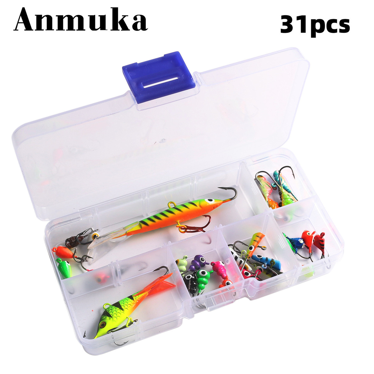 31冰钓钩鱼饵盒装微型铅头钩小铁沉vib假饵板水路亚鱼钩狗鱼鲈鱼