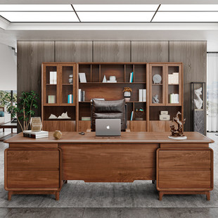 办公桌新中式老板桌柜子大班台全实木董事长办公家具总裁高档组合