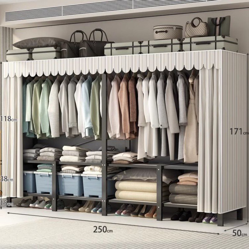 xne免安装衣柜收纳柜卧室折叠简易布衣柜出租房结实耐用钢架家用
