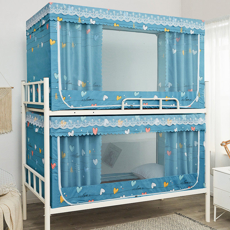 rkt4学生宿舍床帘加蚊帐一体式上铺支架全遮光防蚊通用带下铺拉链