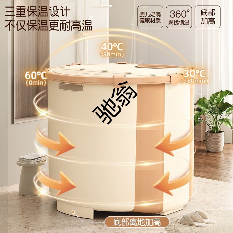 q娥粉色灰色泡澡桶大人折叠浴桶儿童洗澡桶浴缸成人浴盆家用全