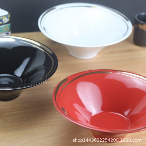 日式拉面碗陶瓷面碗商用餐具斗笠碗大号喇叭碗汤碗家用复古餐厅
