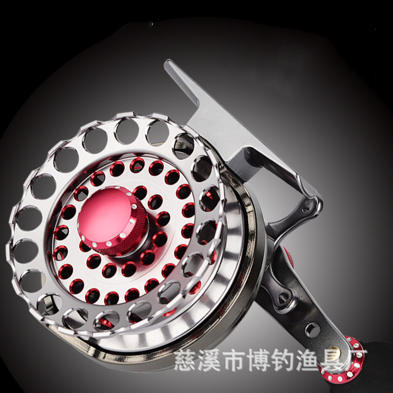 工厂直销筏60钓带泄力全金属全机加工飞筏轮筏钓轮轮中通轮前打轮