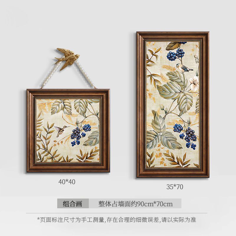 美式床头装饰画欧式客厅挂画两联墙画房间花卉壁画餐厅油画卧室