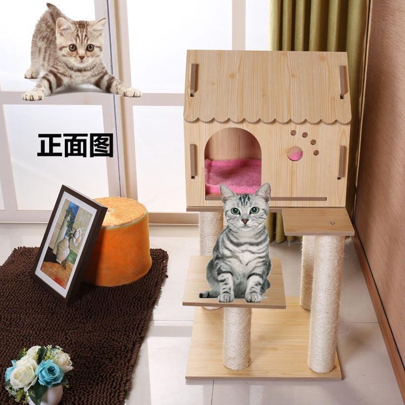 热销木质猫爬架实木架架猫咪用品猫爪板猫树猫窝木质架子爬爬工厂