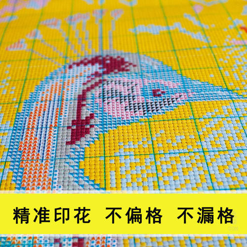 厂家直销十字绣荷叶线绣荷花外贸莲花十字绣自己绣diy