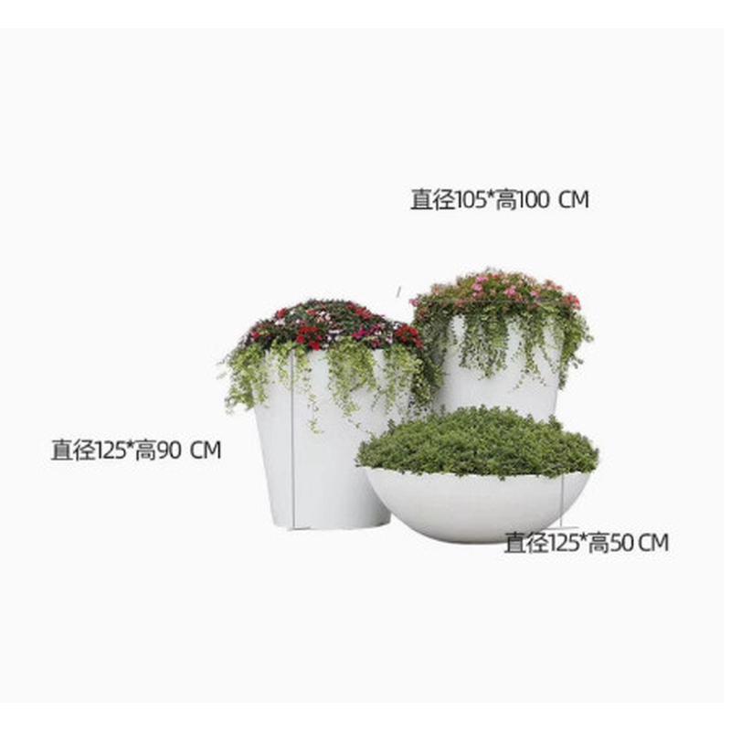 商场玻璃钢大花盆酒店北欧款花瓶创意花器高现代户外装饰花缸组合