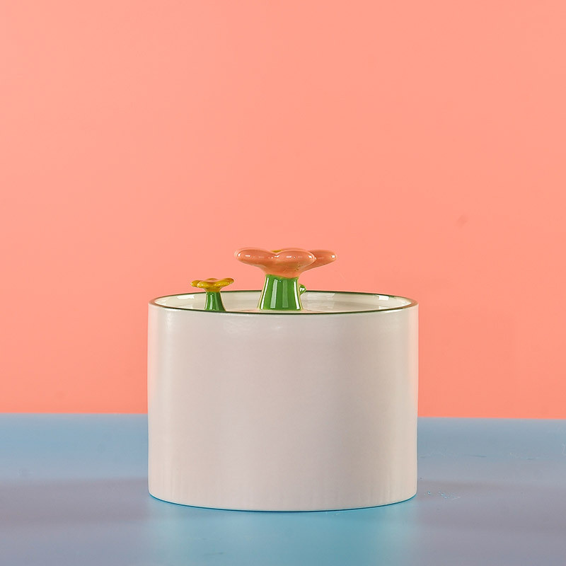 陶瓷创意小花猫咪饮水机小型自动流动流碗猫喂食器喂水宠物水盆