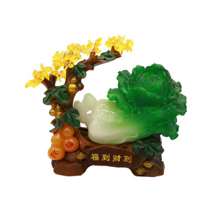 百财如意树脂家居玉白菜摆件招财工艺品客厅装 饰开业商务礼品批发