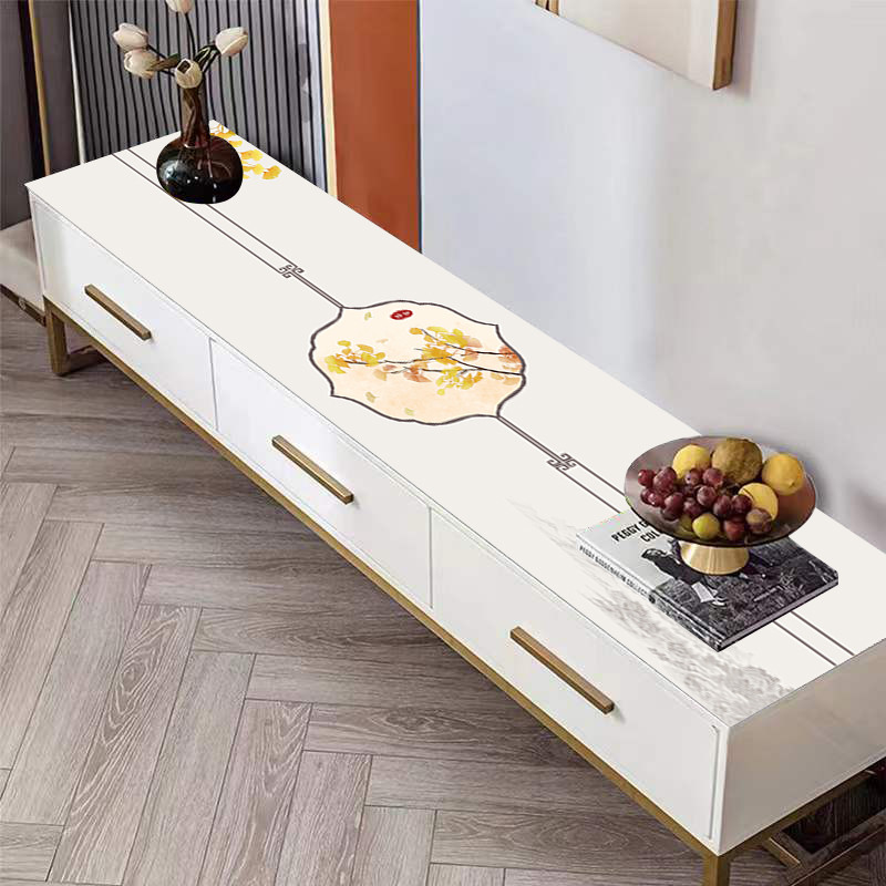 q683电视柜伸缩桌布皮革防水防油茶几印花加厚免洗长方形新款