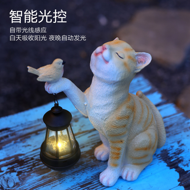 太阳能户外庭院灯猫咪仿真动物灯花园装饰摆件院子布置创意小夜灯