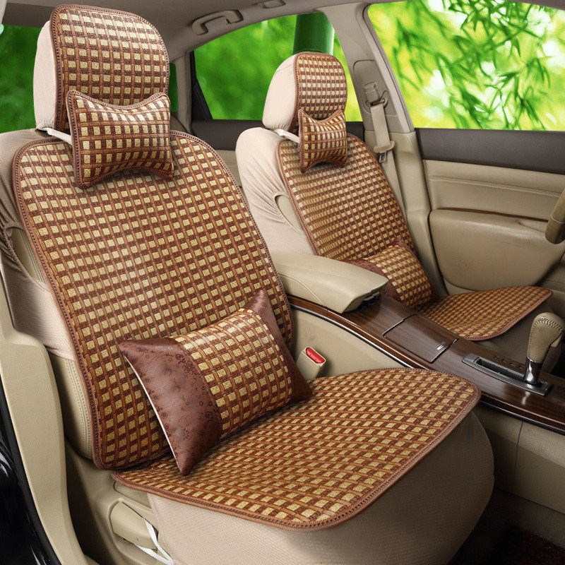 热销夏季纸草竹藤汽车坐垫竹块全包围凉垫新桑塔纳卡罗拉通用凉坐