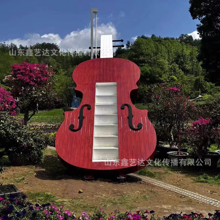 大提琴天梯美陈装饰摆件拍照景区公园互动户外打卡定制道具厂家