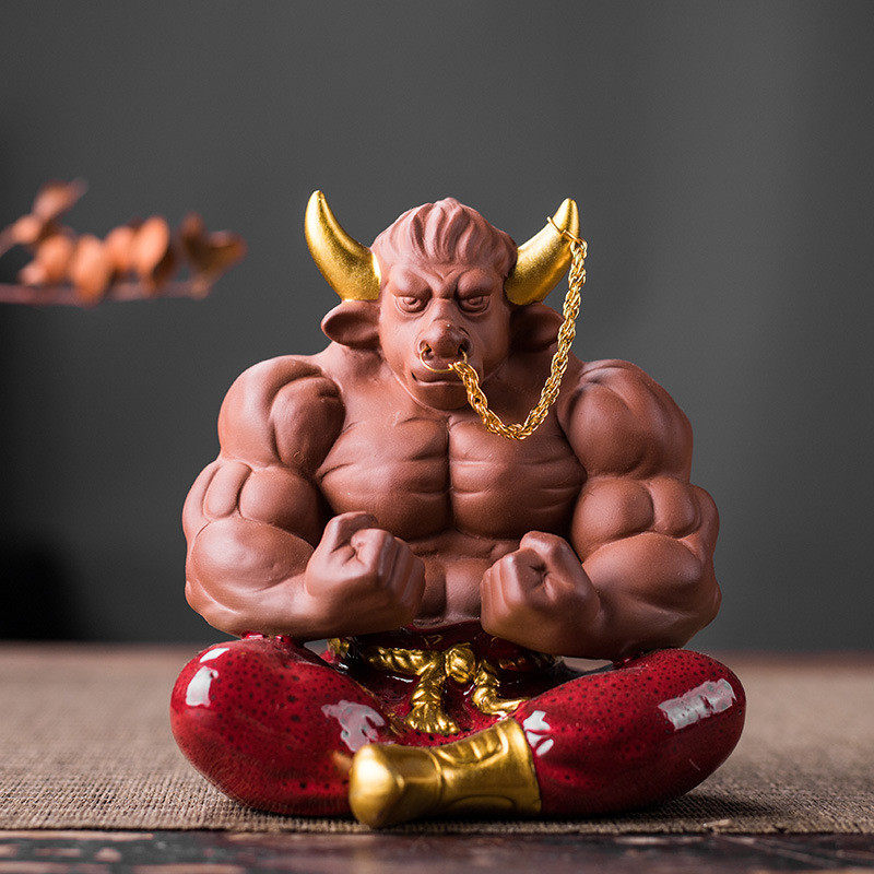 牛魔王汽车陶瓷摆件鱼缸造景装饰个性车内用品玄关摆设车载小饰品