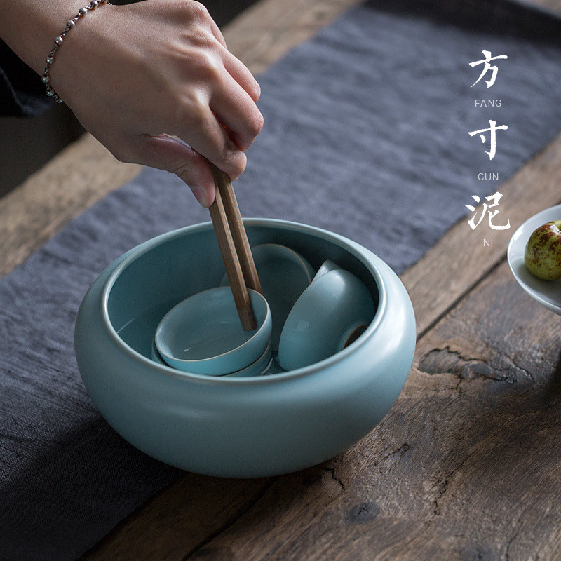 单个大号开片汝窑茶洗汝瓷水洗杯洗水盂陶瓷功夫茶具配件茶道零配