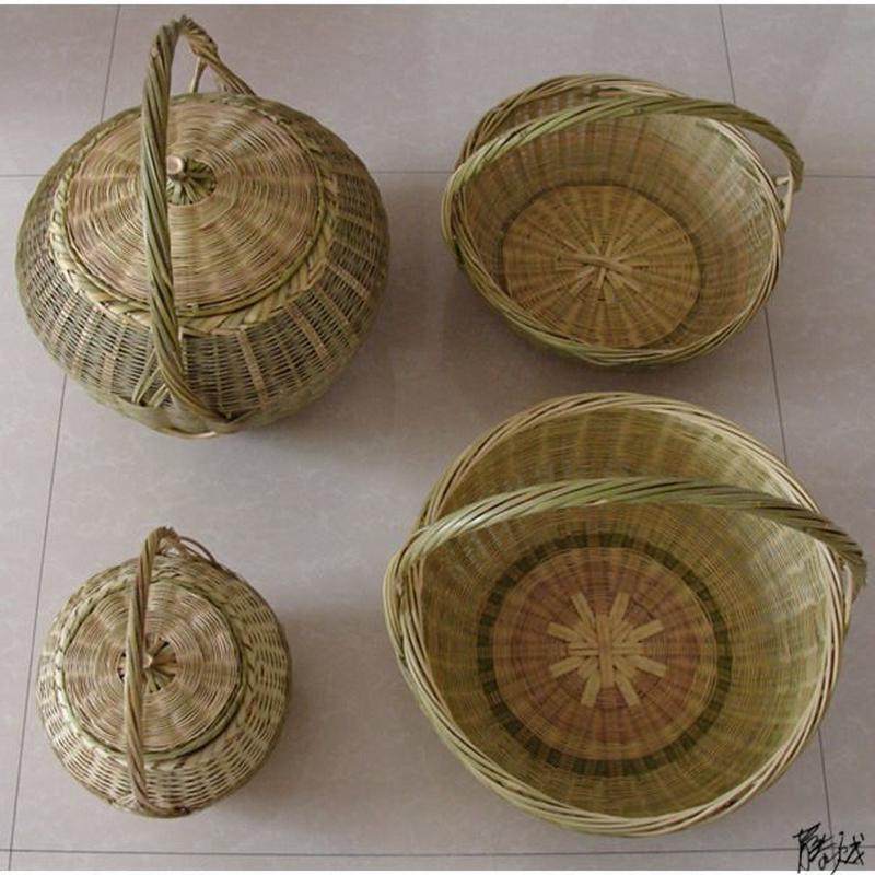 竹子编的菜篮子手提配件竹篮子桌面手工手提水果篮商用小号蔬呷鸣,收纳整理,橱柜收纳筐,淘宝优惠券,粉丝福利购,淘宝优惠卷