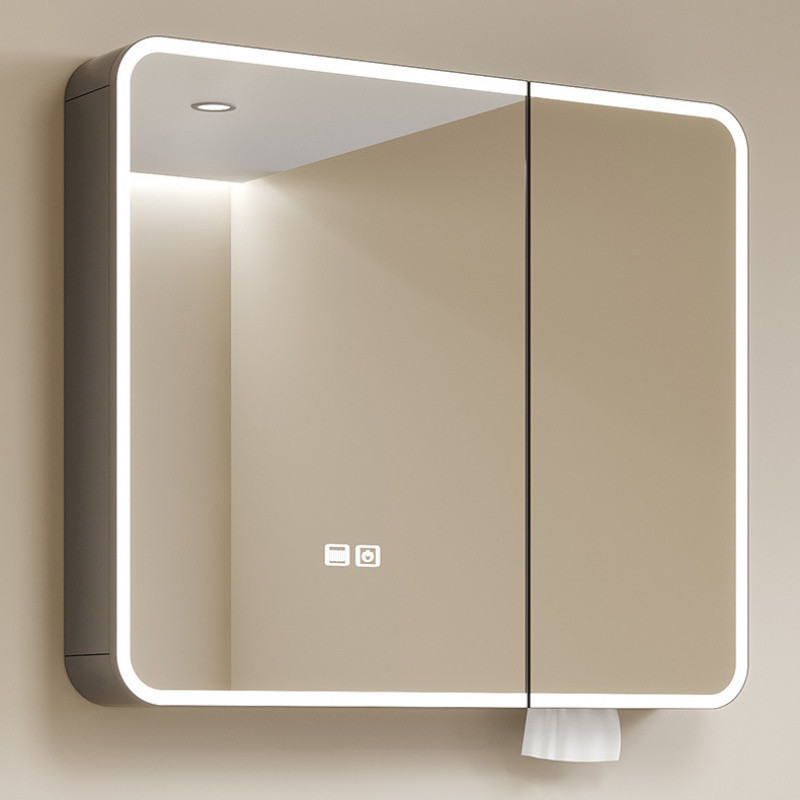 c8x加高太空铝浴室镜柜单独卫生间挂墙式除带灯雾收纳一体置物架