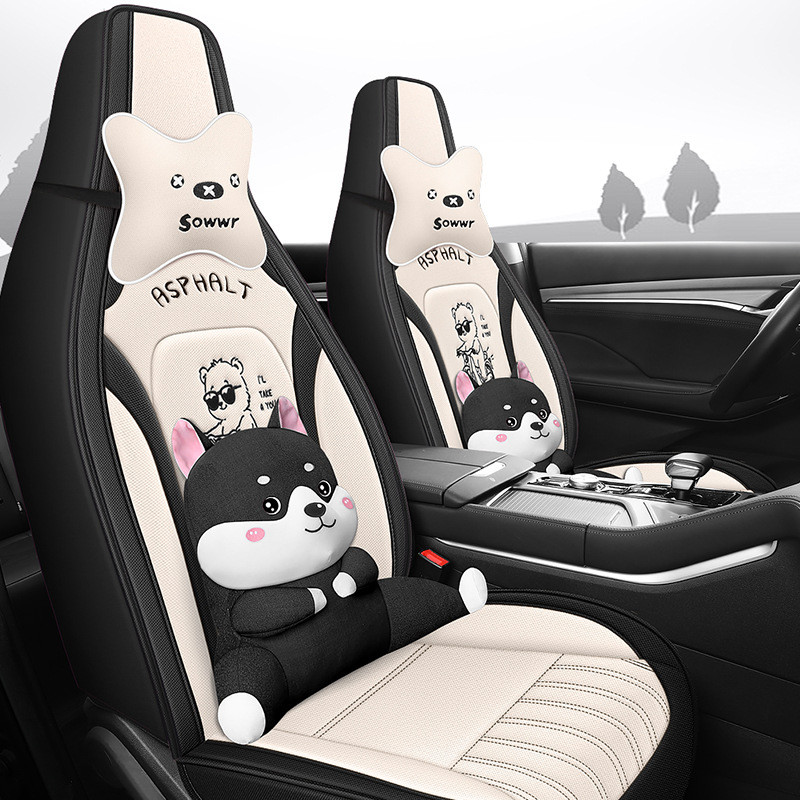 热销运动座椅专用汽车座套四季通用透气棉麻拳全包围五座通用车垫