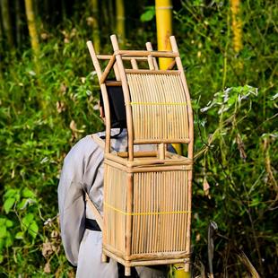 竹制背箱摄影汉服表演道具行脚僧背箱书生背篓背筐节日卖货郎