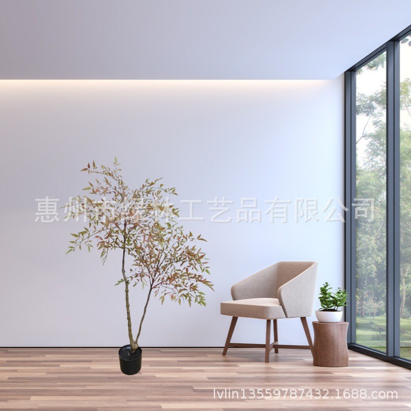 仿真南天竹网红室内盆栽假仿真树批发绿植落地盆栽批发仿真绿