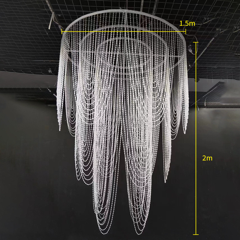 圆环亚克力水晶珠帘吊顶酒店宴会厅成品婚庆路引线帘舞台背景装饰