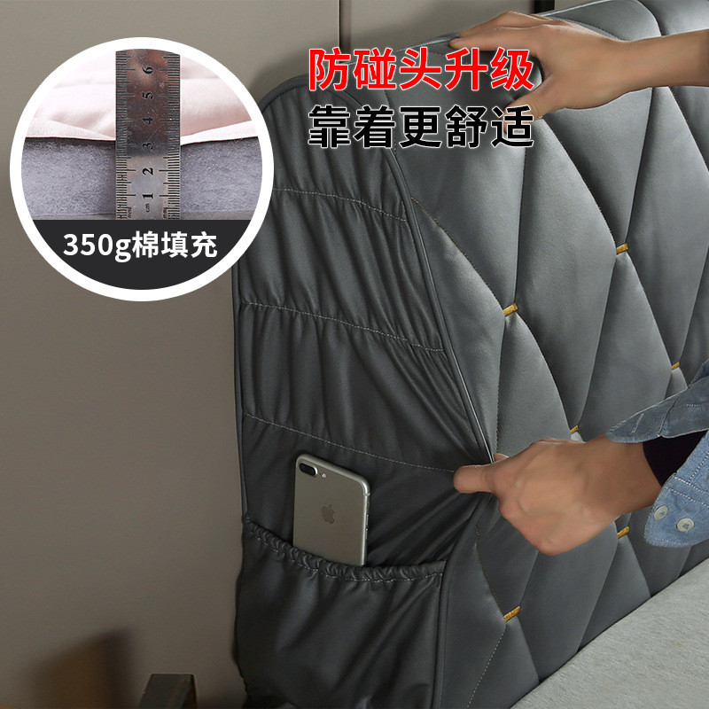 X6RO批发科技布床头套罩全包保护套夹棉加棉厚软包欧式简约皮木床