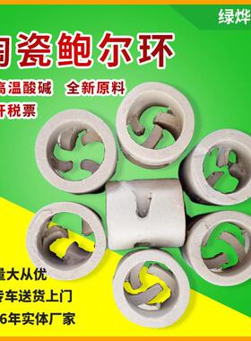 热销陶瓷鲍尔环填料25/38/50冷却反应脱硫喷淋塔填料耐高环陶瓷鲍