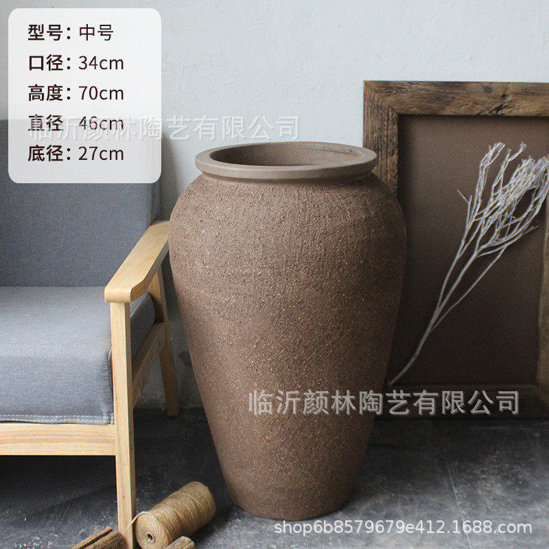 翁瓶陶罐大号落地粗陶陶器中式花瓶复古大花瓶简约高瓶罐景观花盆