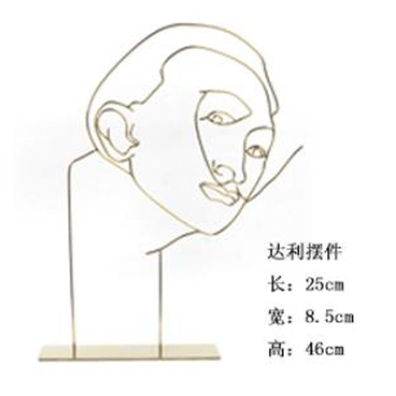 抽象书房立体线条金色铁艺人物装饰摆件样板房达利卧室床头柜软装,家居饰品,装饰摆件,淘宝优惠券,粉丝福利购,淘宝优惠卷
