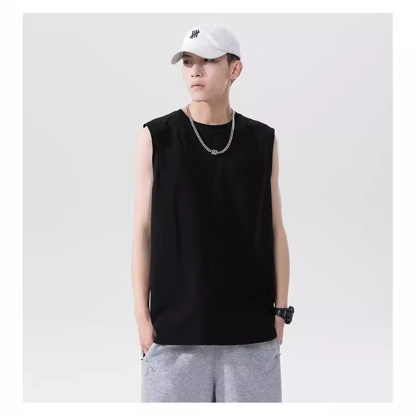 时尚纯棉马甲背心男装夏季打底衫汗衫无袖外穿内穿青少年健身跑步