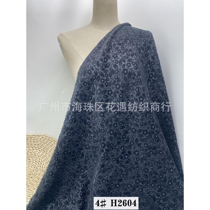 秋冬新品人丝锦纶混纺小红花绒布针织提花小众套装裤装裙装面料