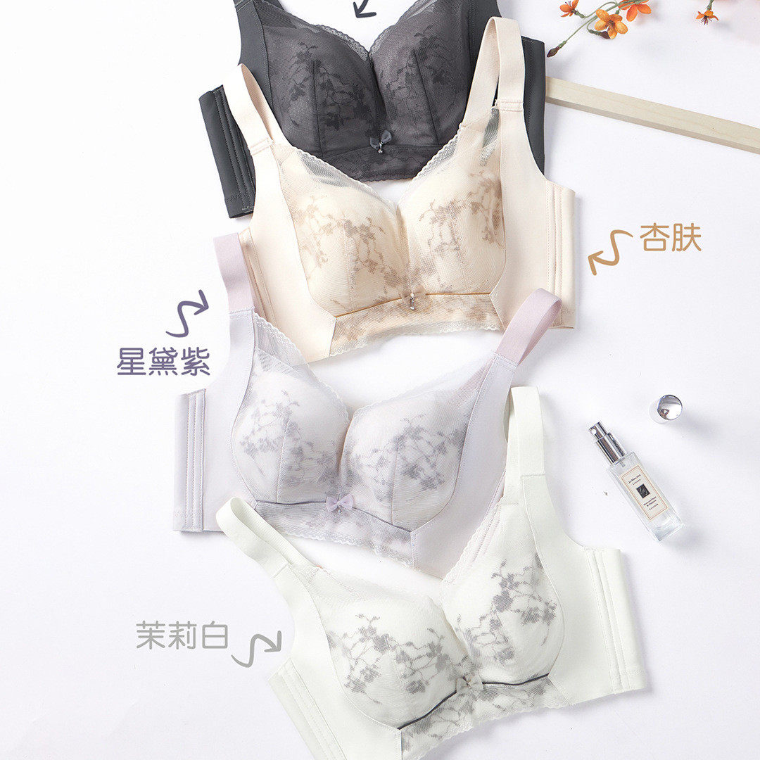 无钢圈内衣女大胸显小薄款吸汗超薄纸片杯聚拢调整型收副乳文胸罩