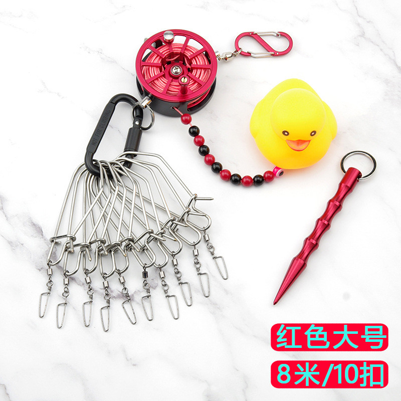 路亚轮式锁便携活鱼扣新款防锈日式伸缩带鱼活鱼锁扣不锈钢锁鱼器