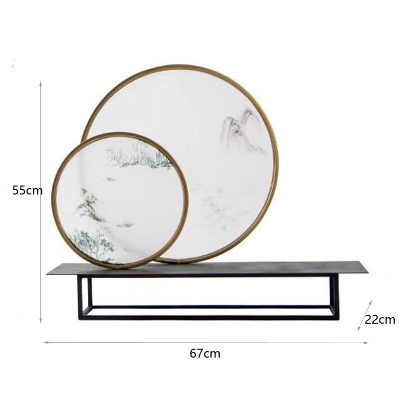 新中式亚克力山水屏风铁艺摆件客厅电视柜玄关酒店项目会所装饰品