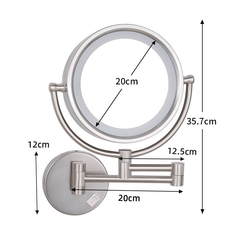 古润浴室led伸缩折叠美容镜带灯3倍放大化妆镜酒店梳妆镜子1809d