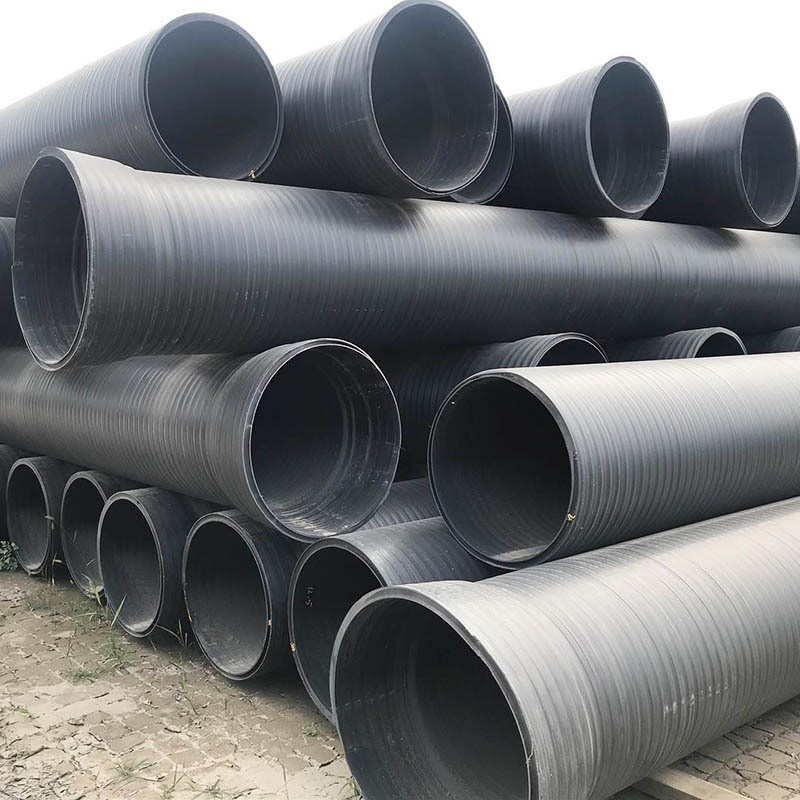 hdpe市政壁缠绕管a型井筒高强度黑色中空施工检查井用排污水管道