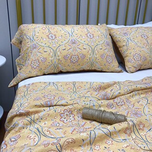 热销高档汉麻单亲床数码印花肤可裸睡民宿汉麻亚麻床单被套厂家批