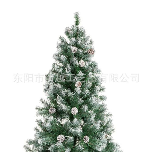 白180cm225cm喷热销平头绿色pvc自动铰链圣诞树加喷白圆松果