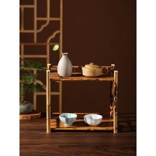 de7t批发中式围炉煮茶禅意梅鹿竹茶台茶道桌面茶棚收纳柜博古架茶
