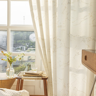 大理纱帘羊绒石纹客厅餐厅阳台透光不透人纱帘加厚窗纱白纱防晒