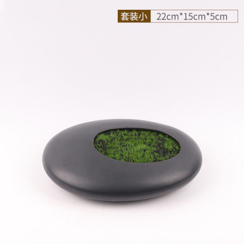 简约新中式鹅卵石软装工艺品摆件现代家居客厅电视柜仿真绿植饰品