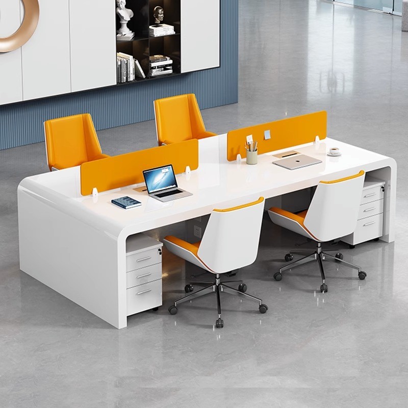 职员办公桌简约现代烤漆工作工作2/4/6屏风卡座四人位位组合桌椅